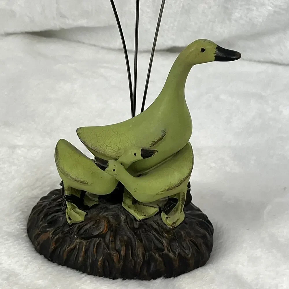 Resin Goose Family Photo Holder Figurine 9.5